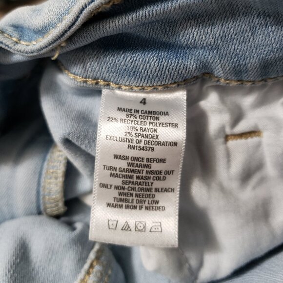 Aeropostale Hi Rise Midi cut off distressed ripped size 4 light blue jean shorts - Picture 6 of 6